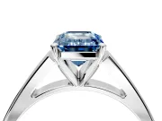 Solitaire Engagement Ring Setting for Fancy Blue Emerald Cut Center with Tapered Split Shoulders and Prong Head in Sterling Silver