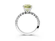 Solitaire Engagement Ring Setting for Fancy Yellow Princess Cut Center with Alternating Size Accents and Prong Head in Platinum