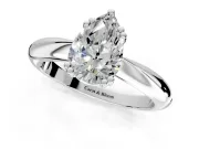 Solitaire Engagement Ring Setting for Pear-Shaped Center with Reverse Tapered Band and Prong Head in Platinum