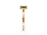 Hidden Halo Engagement Ring Setting for Fancy Yellow Emerald Cut Center with Plain Band and Tall Prong Head in Rose Gold