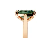 Solitaire Engagement Ring Setting for Fancy Green Emerald Cut Center with Tapered Shoulders and Prong Head in Rose Gold