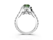 Solitaire Engagement Ring Setting for Fancy Green Cushion Cut Center with Pave Cathedral Shoulders and Prong Head in Platinum