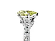 Solitaire Engagement Ring Setting for Fancy Yellow Pear-Shaped Center with Crossover Accents and Prong Head in White Gold