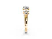 Cluster Engagement Ring Setting for Cushion Cut Center with Round Cut Accent Frame and Prong Head in Yellow Gold