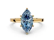 Solitaire Engagement Ring Setting for Fancy Blue Marquise Center with Basket Rail and Prong Head in Yellow Gold
