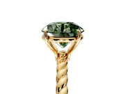 Solitaire Engagement Ring Setting for Fancy Green Round Cut Center with Plain Twisted Rope Band and Prong Head in Yellow Gold