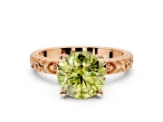 Solitaire Engagement Ring Setting for Fancy Yellow Round Cut Center with XO Engraved Band and Prong Head in Rose Gold