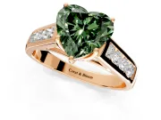 Solitaire Engagement Ring Setting for Fancy Green Heart-Shaped Center with Cathedral Channel Band and Prong Head in Rose Gold