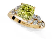 Solitaire Engagement Ring Setting for Fancy Yellow Cushion Cut Center with Marquise Accent Twist Band and Prong Head in Yellow Gold