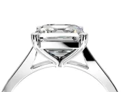 Solitaire Engagement Ring Setting for Asscher Cut Center with Tapered Shoulders and Prong Head in Sterling Silver