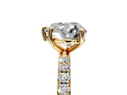 Solitaire Engagement Ring Setting for Heart-Shaped Center with Micro Pave Band and Prong Head in Yellow Gold