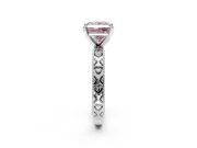 Solitaire Engagement Ring Setting for Fancy Pink Princess Cut Center with XO Engraved Band and Prong Head in Sterling Silver