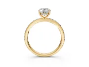Solitaire Engagement Ring Setting for Oval Center with Fine Pave Band and Prong Head in Yellow Gold