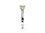 Side Accent Engagement Ring Setting for Fancy Yellow Asscher Cut Center with Accent Shoulders and Prong Head in White Gold