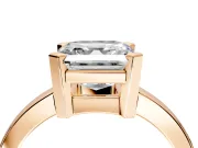 Solitaire Engagement Ring Setting for Asscher Cut Center with Plain Band and Flat Tab Prong Head in Rose Gold