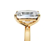 Fancy Yellow Cushion Cut and Emerald Cut Lab-Grown Diamond Toi et Moi Engagement Ring with Prong-Set Stones in Yellow Gold