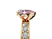 Solitaire Engagement Ring Setting for Fancy Pink Pear-Shaped Center with Channel-Set Accents and Prong Head in Yellow Gold