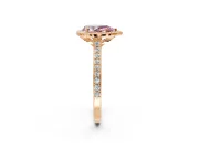 Halo Engagement Ring Setting for Fancy Pink Pear-Shaped Center with Pave Accents, Heart Basket and Prong Head in Rose Gold