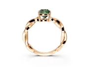 Solitaire Engagement Ring Setting for Fancy Green Cushion Cut Center with Twisted Pave Band and Prong Head in Rose Gold