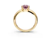 Tension Engagement Ring Setting for Fancy Pink Emerald Cut Center with Wide Flat Band and Tension Head in Yellow Gold