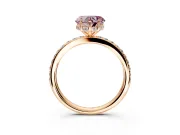 Solitaire Engagement Ring Setting for Fancy Pink Heart-Shaped Center with Fine Pave Band and Prong Head in Rose Gold