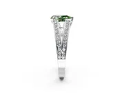 Split Shank Engagement Ring Setting for Fancy Green Pear-Shaped Center with Pave Split Shank and Prong Head in Platinum