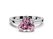 Solitaire Engagement Ring Setting for Fancy Pink Heart-Shaped Center with Basket Rail and Prong Head in Platinum