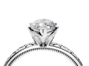 Solitaire Engagement Ring Setting for Marquise Center with Scrollwork Band and Prong Head in Platinum
