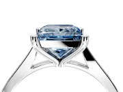 Solitaire Engagement Ring Setting for Fancy Blue Princess Cut Center with Tapered Shoulders and Prong Head in Sterling Silver