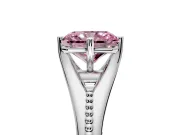 Solitaire Engagement Ring Setting for Fancy Pink Radiant Cut Center with Milgrain Cathedral Band and Prong Head in Platinum