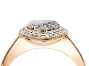 Halo Engagement Ring Setting for Heart-Shaped Center with Plain Tapered Band and Prong Head in Rose Gold