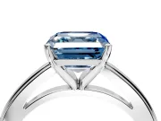 Solitaire Engagement Ring Setting for Fancy Blue Asscher Cut Center with Flat-Sided Plain Band and Prong Head in Sterling Silver