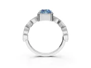 Milgrain Bezel Engagement Ring Setting for Fancy Blue Cushion Cut Center with Marquise Stations and Bezel Head in White Gold