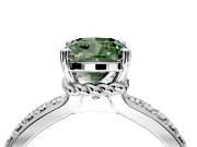 Solitaire Engagement Ring Setting for Fancy Green Cushion Cut Center with Raised Channel Band and Prong Head in Platinum