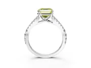 Solitaire Engagement Ring Setting for Fancy Yellow Asscher Cut Center with Pave Split Shank and Prong Head in White Gold