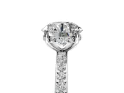 Solitaire Engagement Ring Setting for Round Cut Center with Fine Pave Band and Prong Head in Sterling Silver