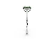 Solitaire Engagement Ring Setting for Fancy Green Emerald Cut Center with Narrow Cathedral Band and Prong Head in Platinum
