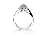 Floral Halo Engagement Ring Setting for Fancy Blue Pear-Shaped Center with Large Halo Accents and Prong Head in Platinum
