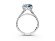 Solitaire Engagement Ring Setting for Fancy Blue Heart-Shaped Center with Accented Split Shank and Prong Head in Sterling Silver