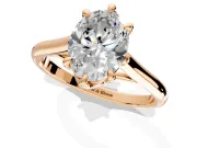 Solitaire Engagement Ring Setting for Oval Center with Cathedral Band and Prong Head in Rose Gold
