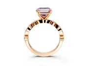 Solitaire Engagement Ring Setting for Fancy Pink Asscher Cut Center with Milgrain Bezel Accents and Prong Head in Rose Gold