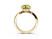 Solitaire Engagement Ring Setting for Fancy Yellow Heart-Shaped Center with Beaded Shoulders and Prong Head in Yellow Gold