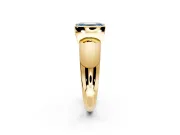 Tension Engagement Ring Setting for Fancy Blue Emerald Cut Center with Wide Flat Band and Tension Head in Yellow Gold
