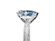 Solitaire Engagement Ring Setting for Fancy Blue Pear-Shaped Center with Engraved Milgrain Band and Prong Head in White Gold