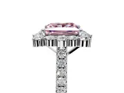Halo Engagement Ring Setting for Fancy Pink Princess Cut Center with Single-Row Pave, Open Basket and Prong Head in Sterling Silver