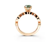 Solitaire Engagement Ring Setting for Fancy Green Oval Center with Milgrain Bezel Accents and Prong Head in Rose Gold