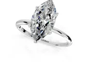 Solitaire Engagement Ring Setting for Marquise Center with Straight Thin Band and Prong Head in Platinum