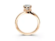 Solitaire Engagement Ring Setting for Cushion Cut Center with Raised Channel Band and Prong Head in Rose Gold