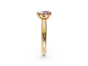 Solitaire Engagement Ring Setting for Fancy Pink Oval Center with Reverse Tapered Band and Prong Head in Yellow Gold