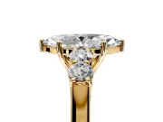 5 Stone Engagement Ring Setting for Marquise Center with Equal Close-Set Accents and Prong Head in Yellow Gold